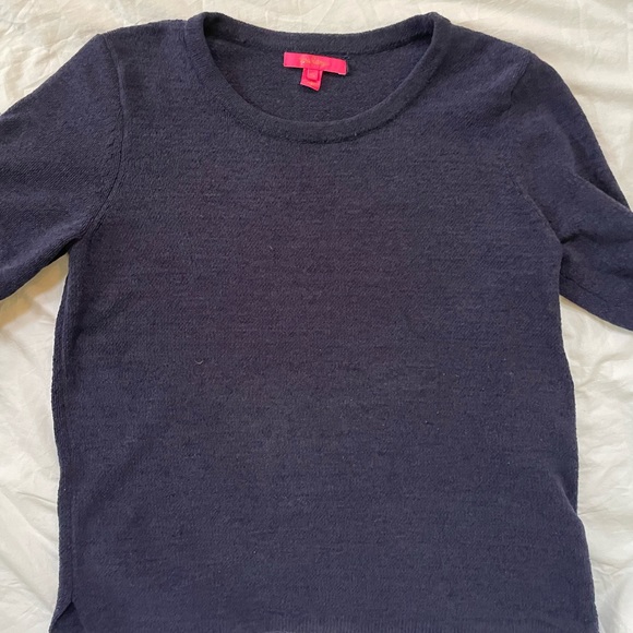 Lily Pulitzer Navy Blue Sweater With Long Ruffle Hem Sleeves - Picture 5 of 16